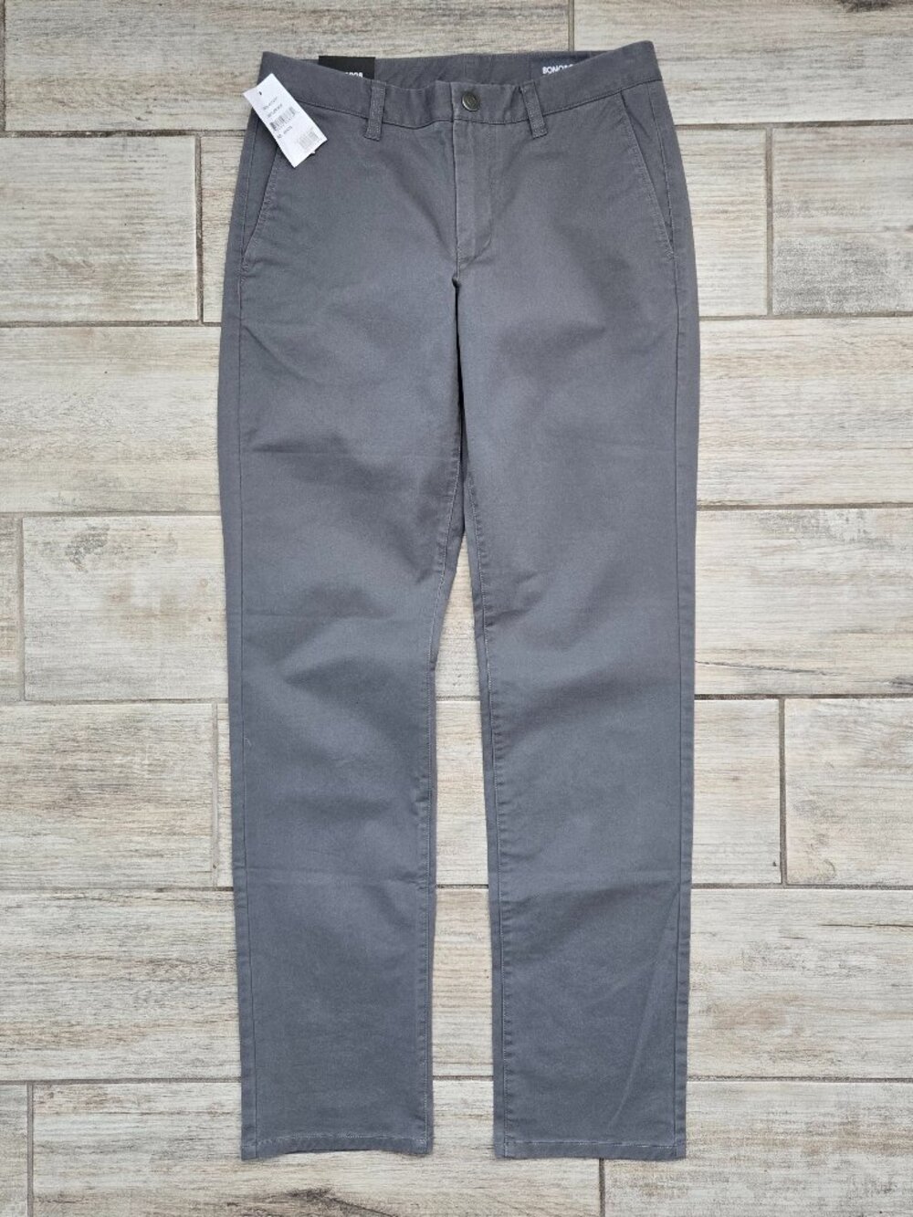NWT Bonobos Stretch Washed Slim Chino Pant Men Grey Office Preppy Work 29W 32L